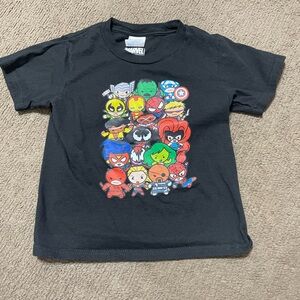 Marvel Kids Black Tee with Colorful Hero Graphics